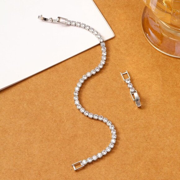 Adjustable 14K Gold Plated CZ Tennis Bracelet for Women - Elegant Gift Choice - Picture 4 of 7